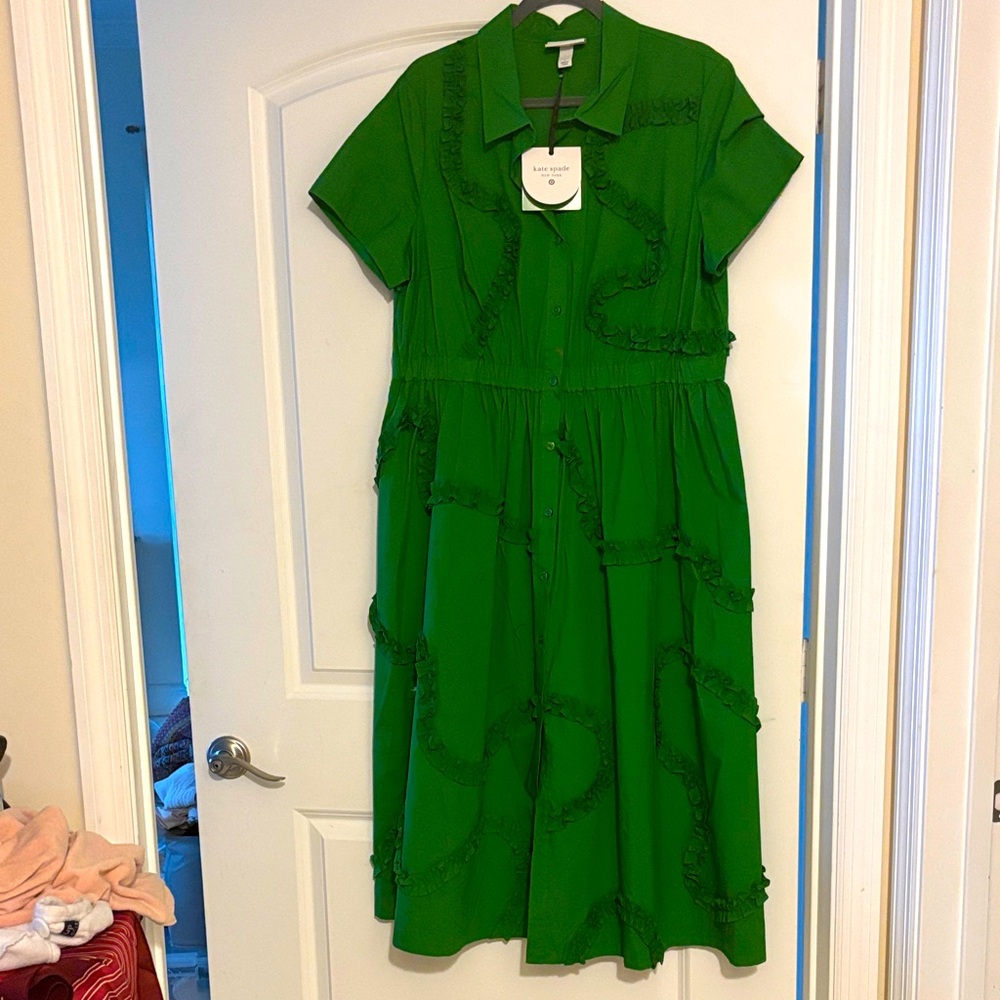 Kate Spade Vibrant Green Midi Dress size Large